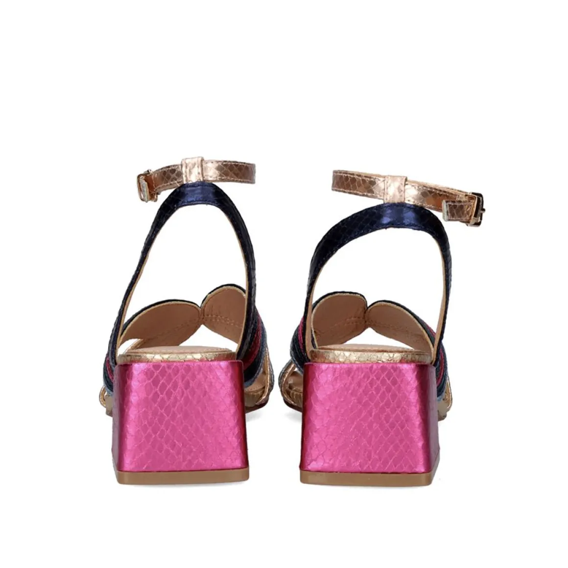 Sandalia De Salto Baixo Sidney-621 Cobra Multicolor