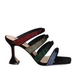 Sandalia De Salto Branco-770 Strass Preto