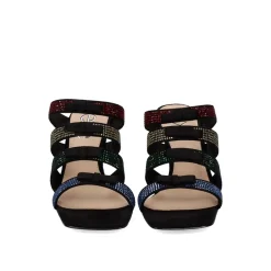 Sandalia De Salto Branco-770 Strass Preto