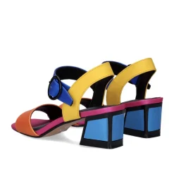 Sandalia De Salto Quadrado Luisa-515 Laranja