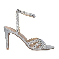 Sandalia De Salto Rebeca-376 Glitter Prata
