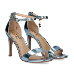 Sandalia De Salto Rebeca-931 Serpente Green Metal