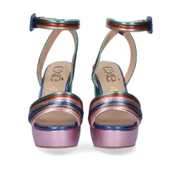 Sandalia De Salto Verao-23 Ophelia-829 Verde Metalico