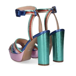 Sandalia De Salto Verao-23 Ophelia-829 Verde Metalico