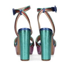 Sandalia De Salto Verao-23 Ophelia-829 Verde Metalico