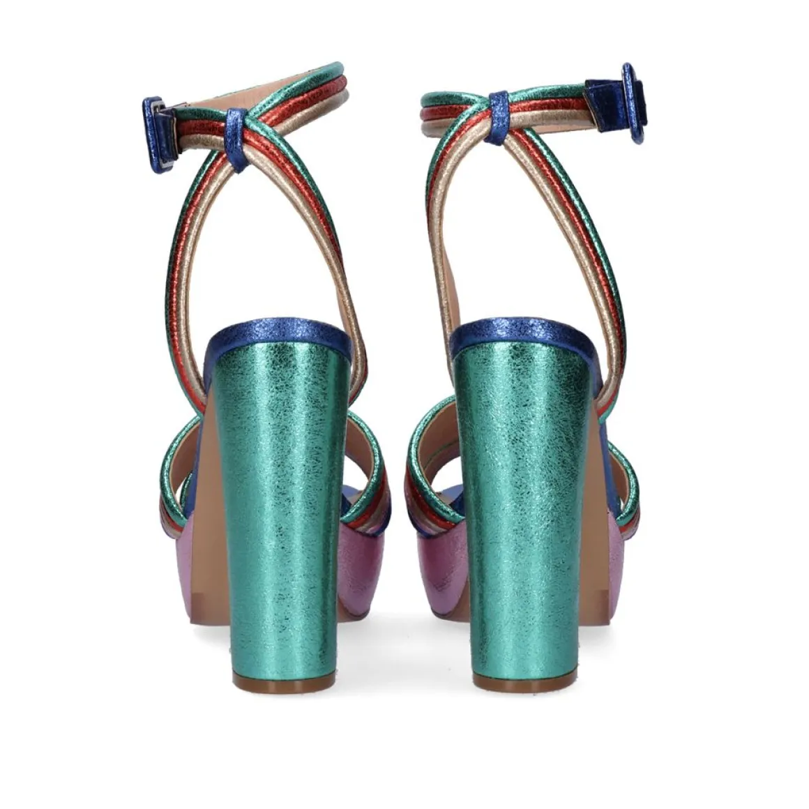 Sandalia De Salto Verao-23 Ophelia-829 Verde Metalico