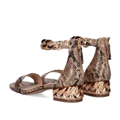 Sandalia Heel Exe Katy-386 Cobra Ouro Rosa