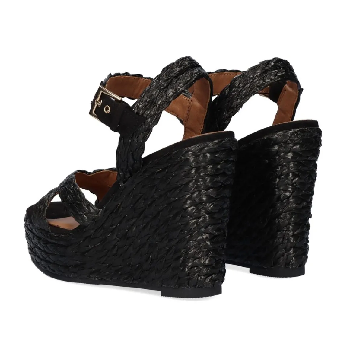 Sandalia Preta Esparto Cunha Naomi-455