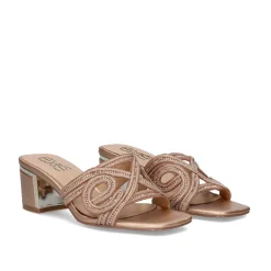 Sandalia Salto Baixo Isabel-599 Rosa-Dourado