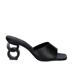 Sandalia Salto Baixo Lilian-160 Serpente Preta