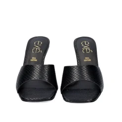 Sandalia Salto Baixo Lilian-160 Serpente Preta