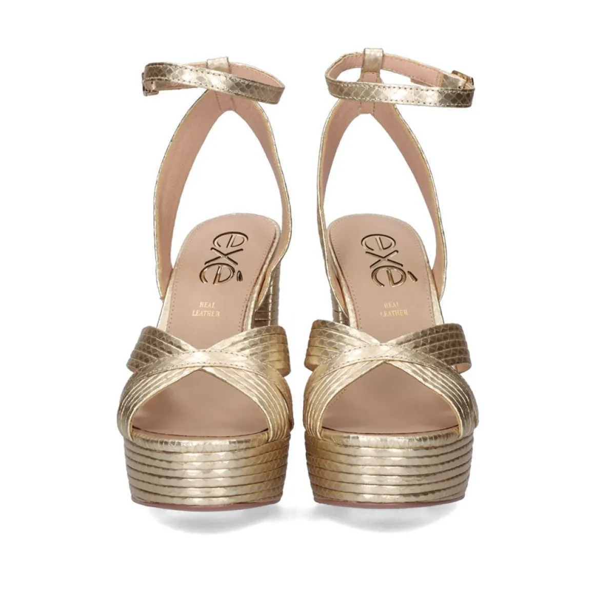 Sandalia Salto Ophelia-832 Snake Dourado