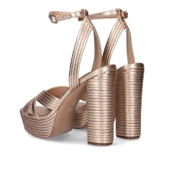 Sandalia Salto Ophelia-832 Snake Ouro Rosa