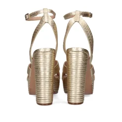 Sandalia Salto Ophelia-832 Snake Dourado