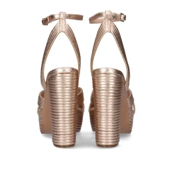 Sandalia Salto Ophelia-832 Snake Ouro Rosa