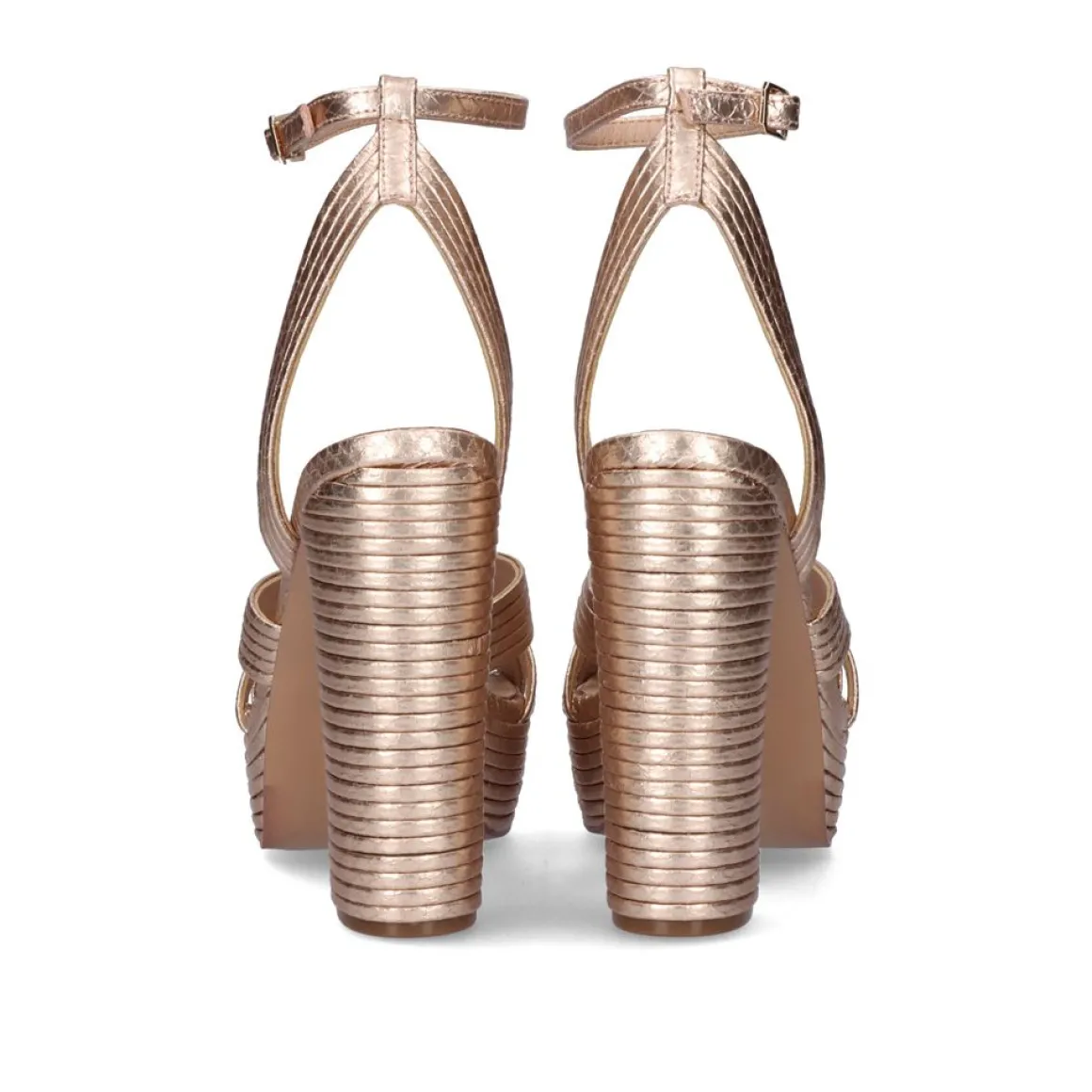 Sandalia Salto Ophelia-832 Snake Ouro Rosa