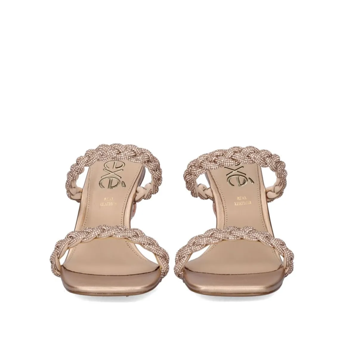 Sandalia Salto Verao-23 Dolly-848 Strass Ouro Rosa