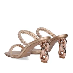 Sandalia Salto Verao-23 Dolly-848 Strass Ouro Rosa