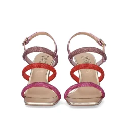 Sandalia 23V De Salto Bianca-760 Strass Fuxia Vermelha