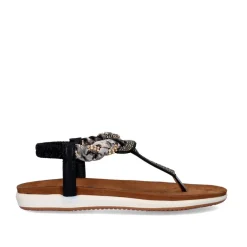 Sandálias De Dedo Liso F8043-21 Preto Brilhante