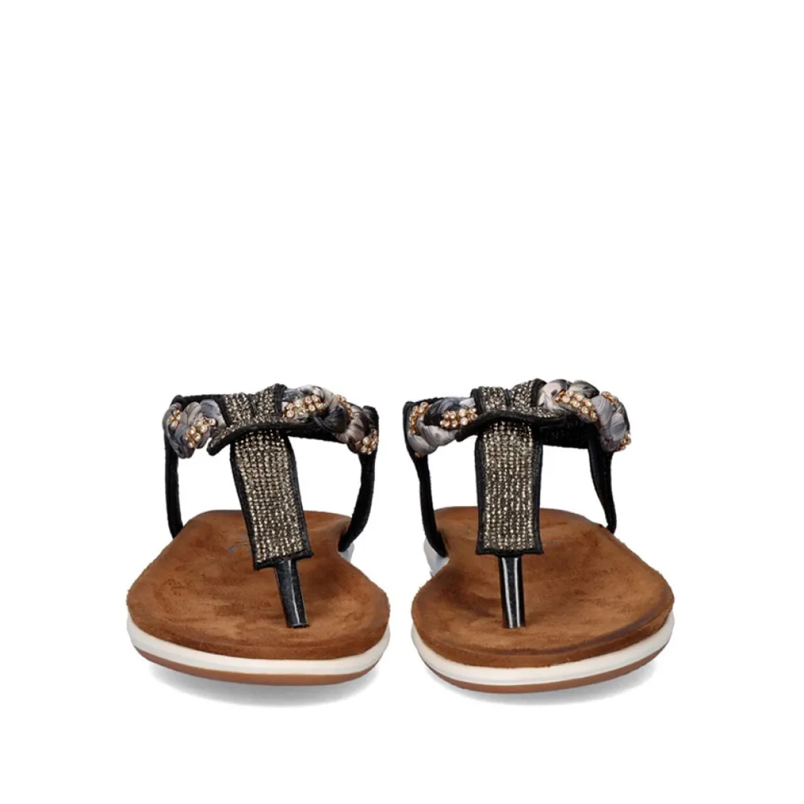 Sandálias De Dedo Liso F8043-21 Preto Brilhante