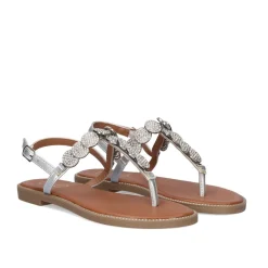 Sandálias De Dedo Plano P3374-374 Em Prata