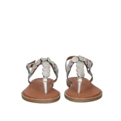 Sandálias De Dedo Plano P3374-374 Em Prata