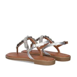 Sandálias De Dedo Plano P3374-374 Em Prata