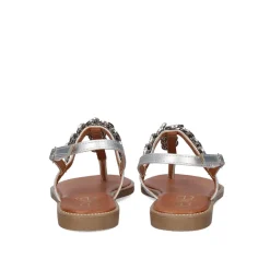 Sandálias De Dedo Plano P3374-374 Em Prata