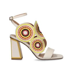 Sandálias De Salto Alto Com Detalhes Circulares Lucia-833 Ice