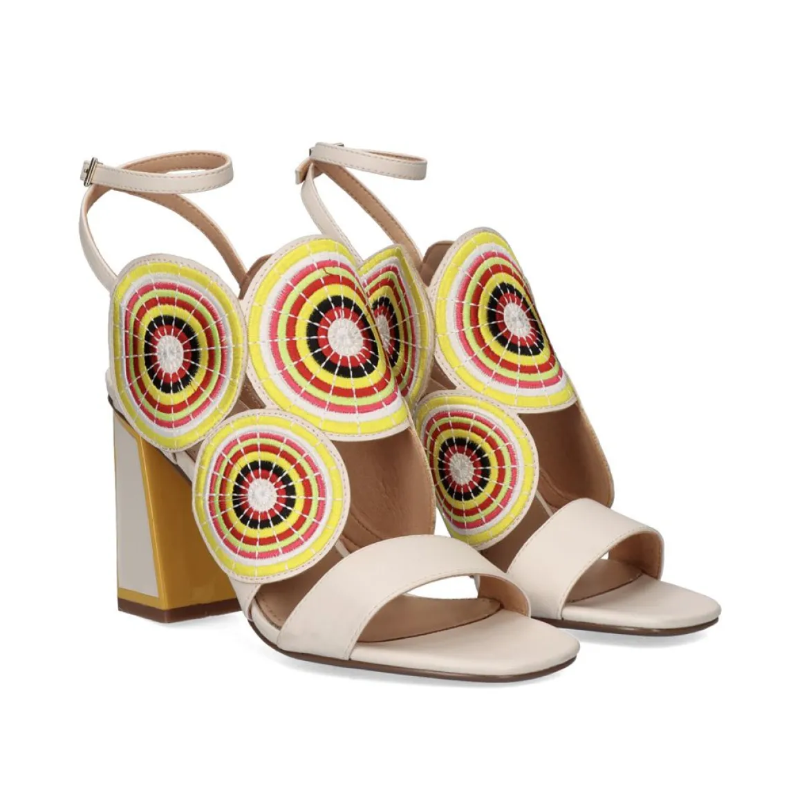 Sandálias De Salto Alto Com Detalhes Circulares Lucia-833 Ice