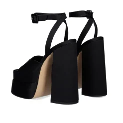 Sandálias De Salto Alto De Cetim Medusa-814 Preta