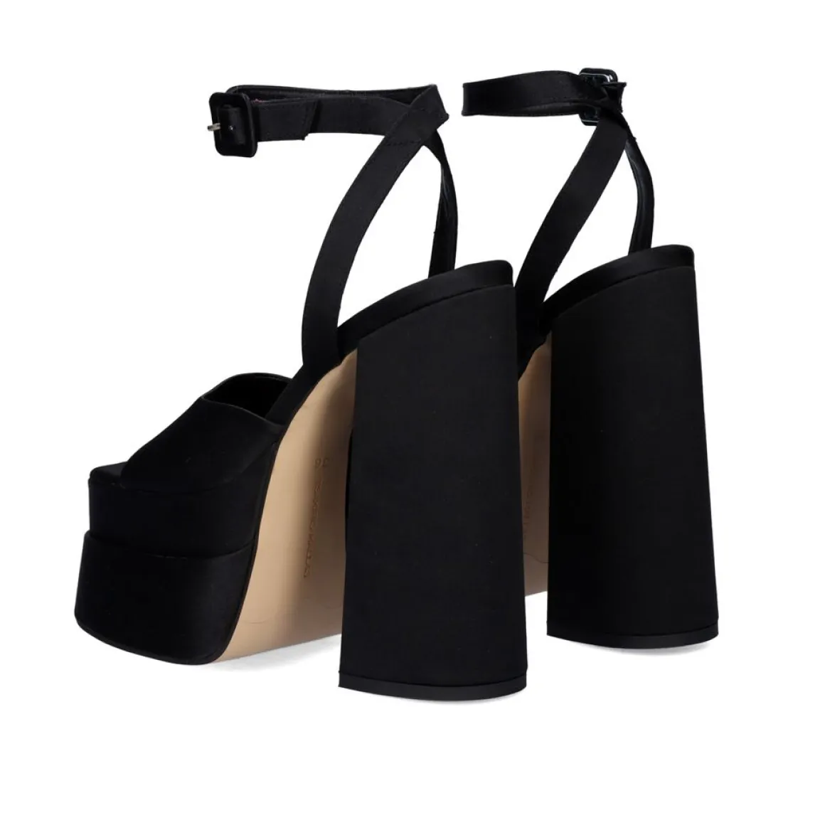 Sandálias De Salto Alto De Cetim Medusa-814 Preta