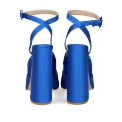 Sandálias De Salto Alto De Cetim Medusa-814 Azul Eletrico