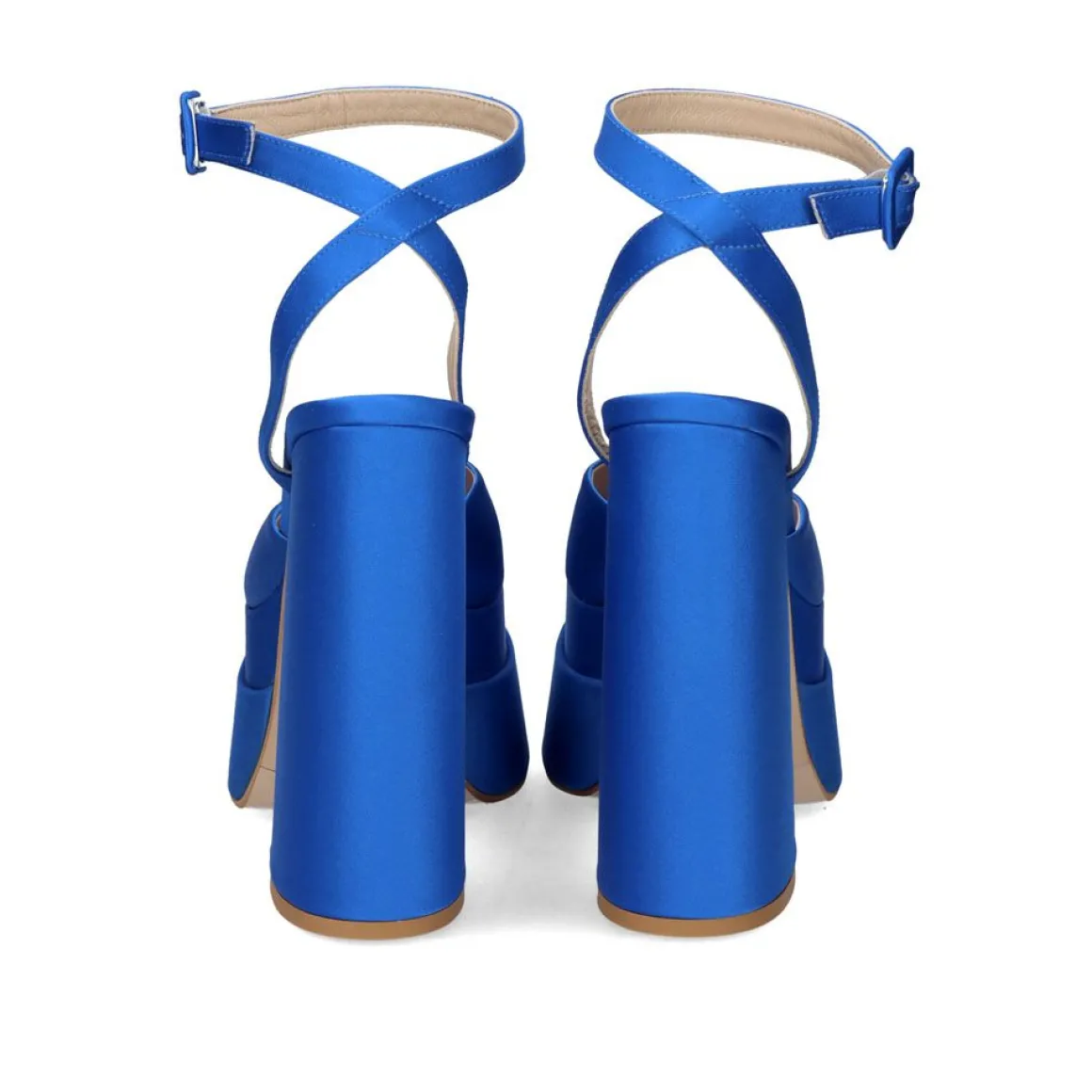 Sandálias De Salto Alto De Cetim Medusa-814 Azul Eletrico