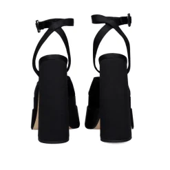 Sandálias De Salto Alto De Cetim Medusa-814 Preta