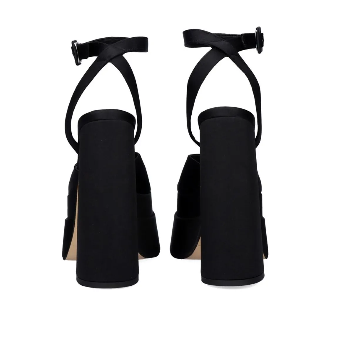 Sandálias De Salto Alto De Cetim Medusa-814 Preta