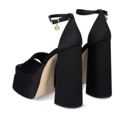 Sandálias De Salto Alto Em Cetim Medusa-815 Preto