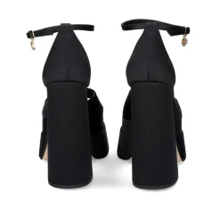 Sandálias De Salto Alto Em Cetim Medusa-815 Preto