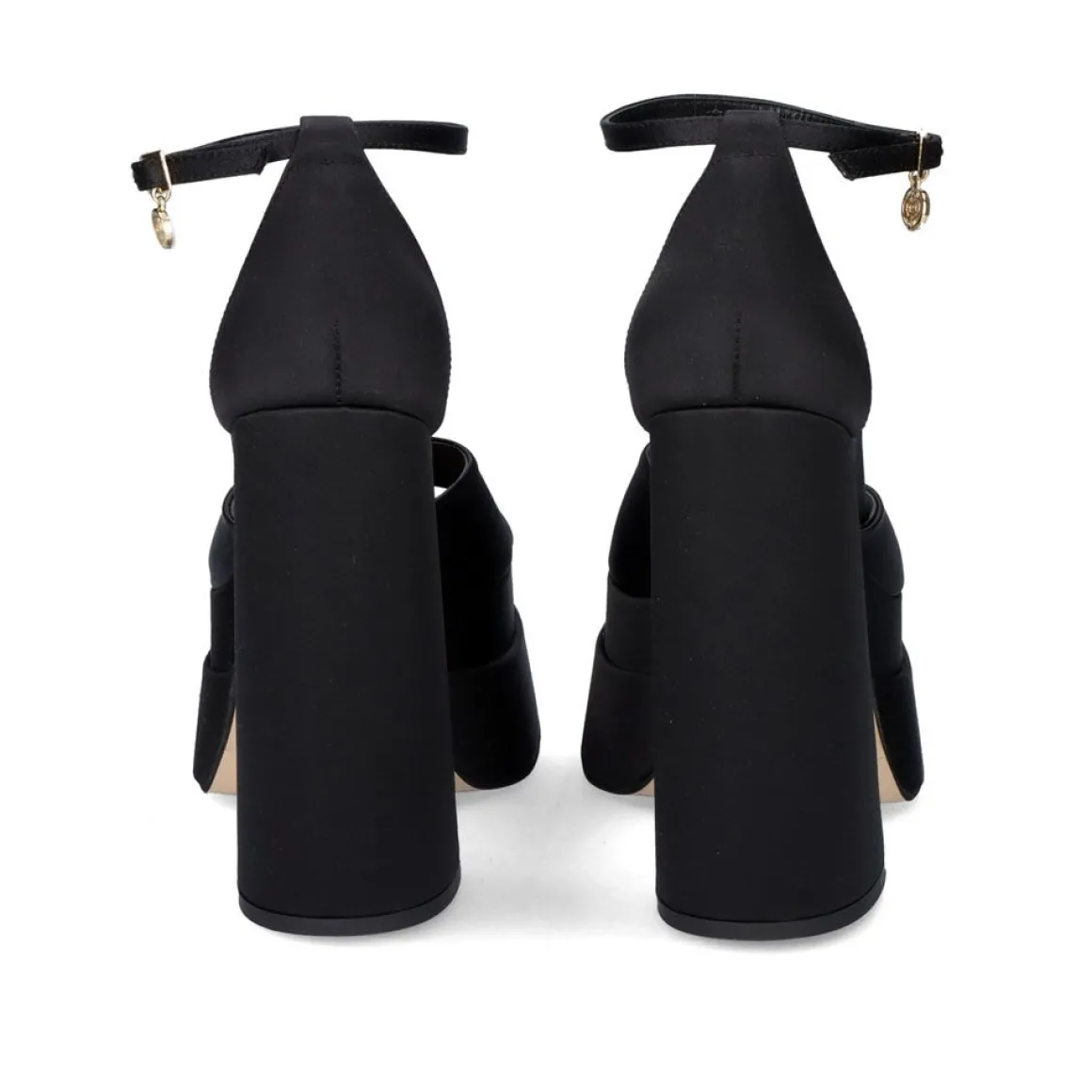 Sandálias De Salto Alto Em Cetim Medusa-815 Preto