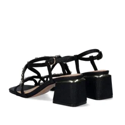 Sandálias De Salto Baixo Carmen-115 Snake Black