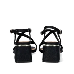 Sandálias De Salto Baixo Carmen-115 Snake Black