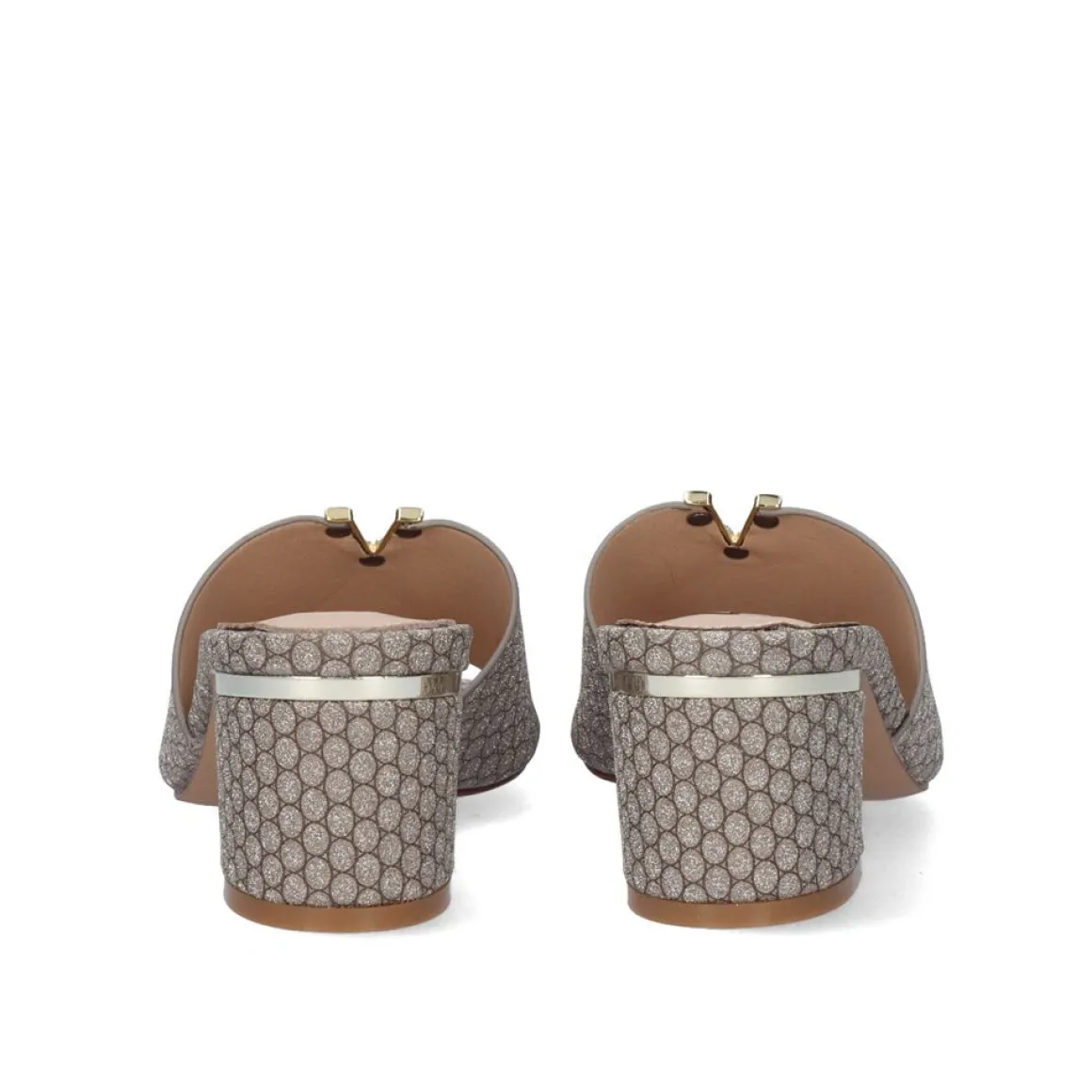 Sandálias De Salto Baixo Isabel-572 Ouro Brilhante