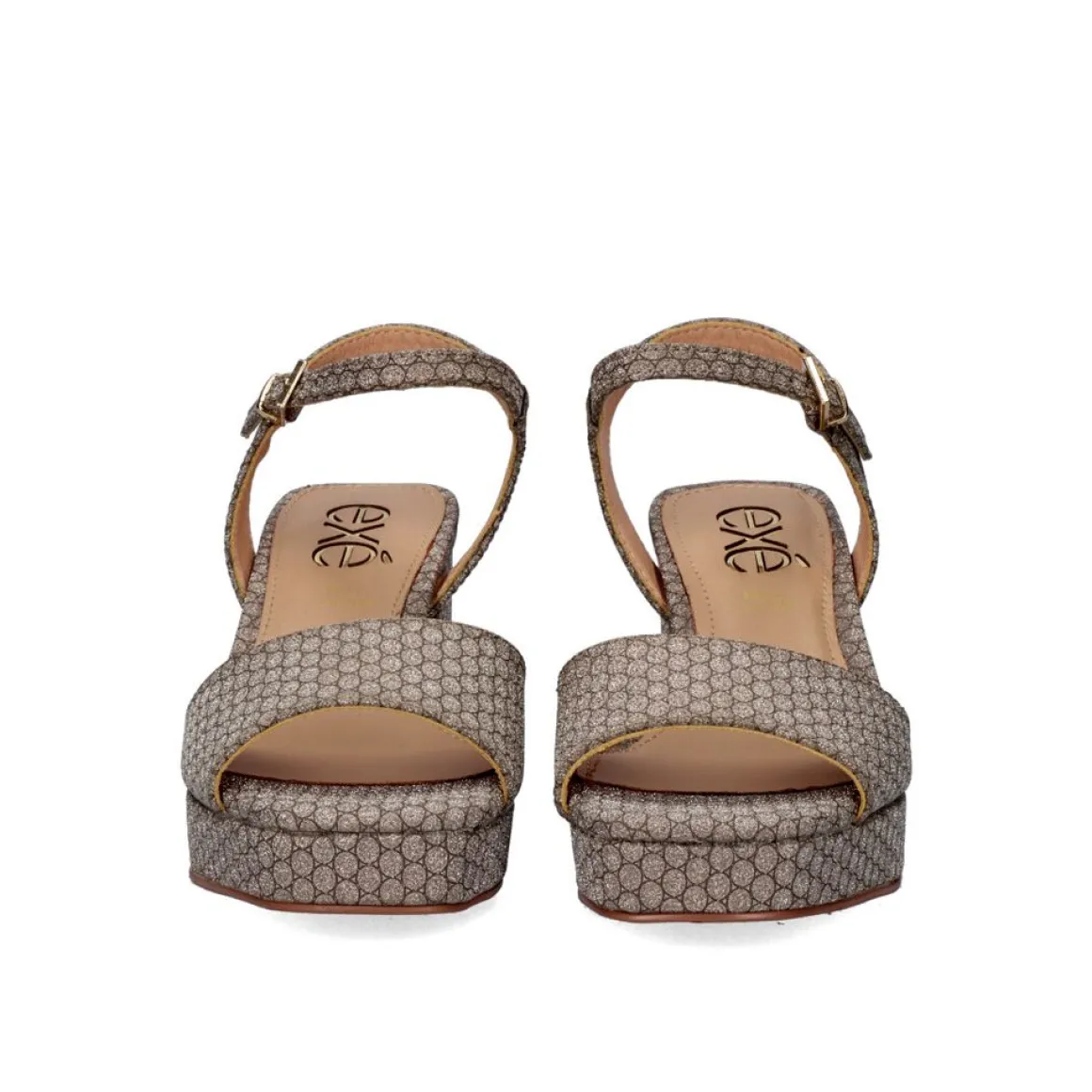 Sandálias De Salto De Ouro Brilhante Lina-501