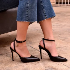 Sapato Calcanhar Jessica-673 Preto Snake