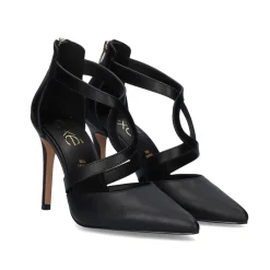 Sapato Calcanhar Jessica-930 Com Tiras Em Preto