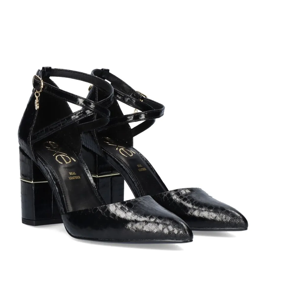 Sapato De Salto (>8 Cm) Exe Loreen-647 Cobra Preta