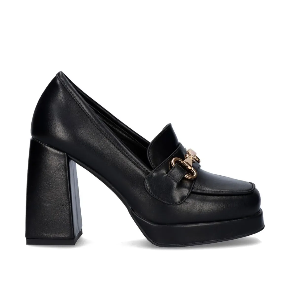 Sapato De Salto Alto Estilo Mocassim W2083-R3136 Cor Preta