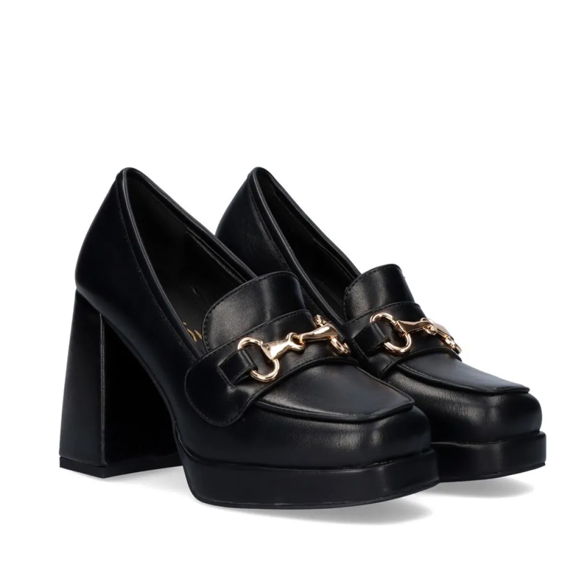 Sapato De Salto Alto Estilo Mocassim W2083-R3136 Cor Preta