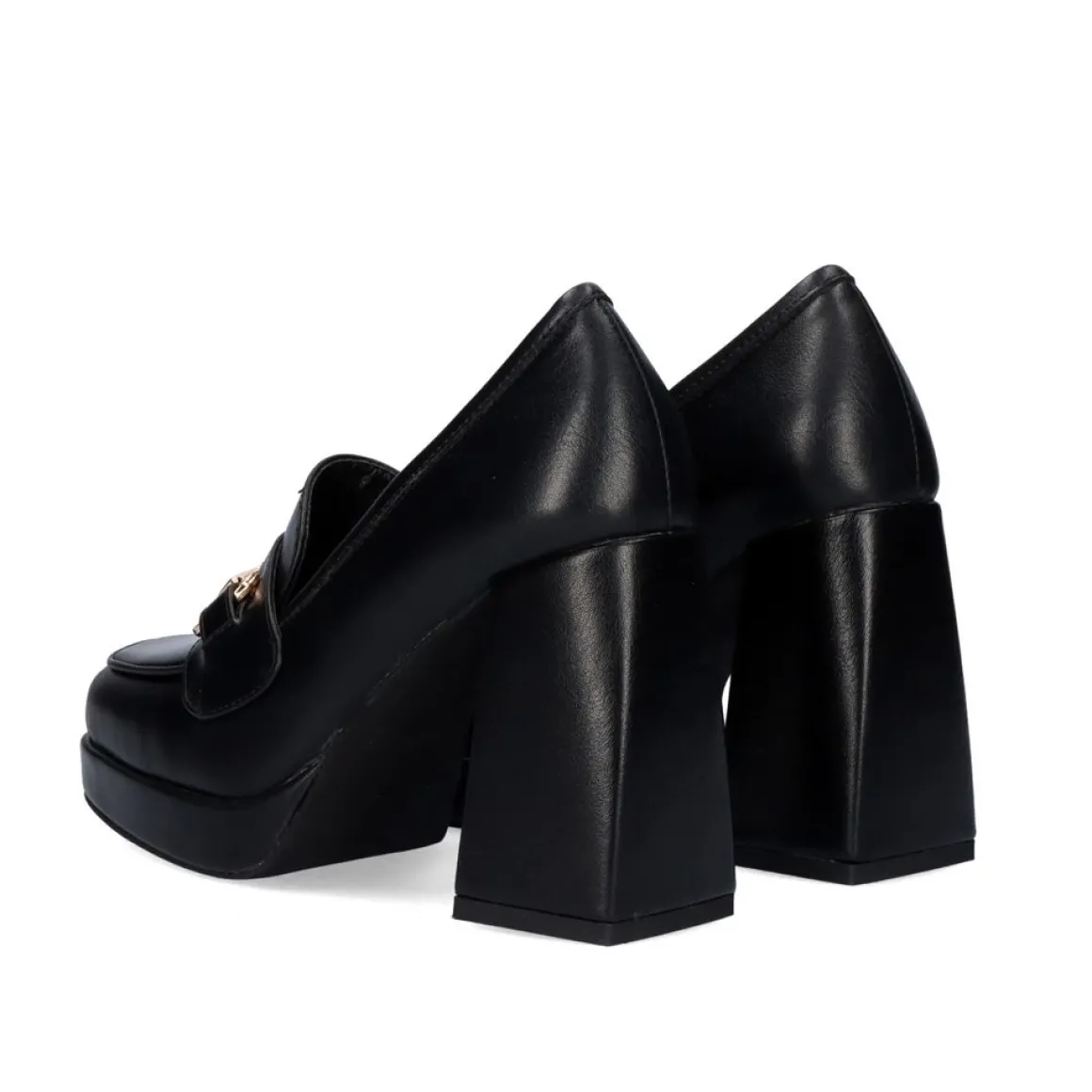 Sapato De Salto Alto Estilo Mocassim W2083-R3136 Cor Preta